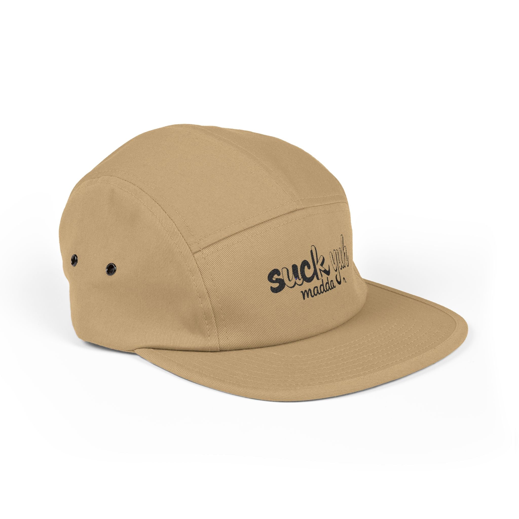 Embroidered 5 Panel Cap - Suck Yuh Mada Disrespectful Term Design