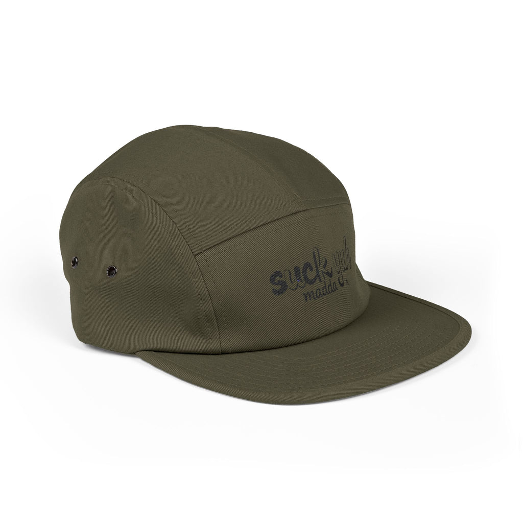 Embroidered 5 Panel Cap - Suck Yuh Mada Disrespectful Term Design