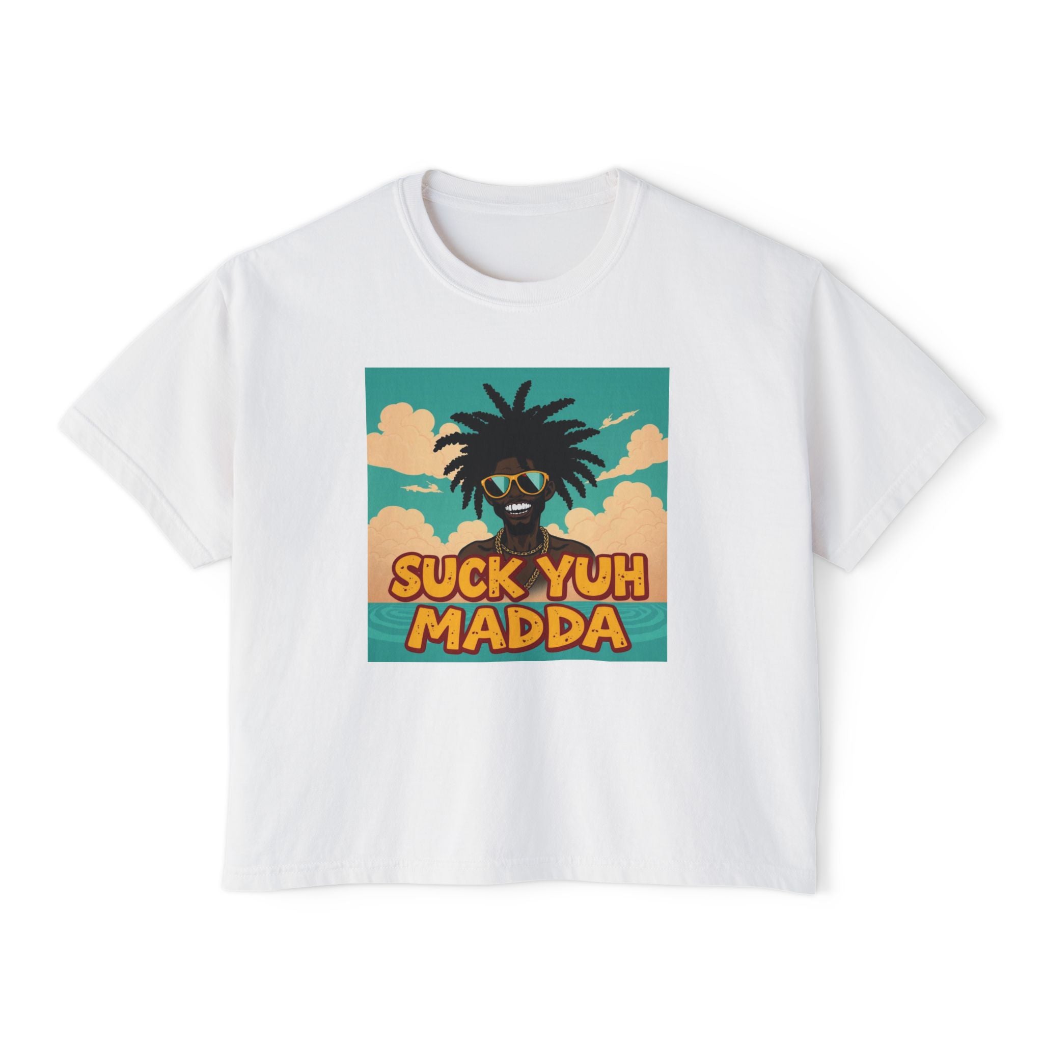 Boxy Tee - Jamaican SUCK YUH MADDA Design