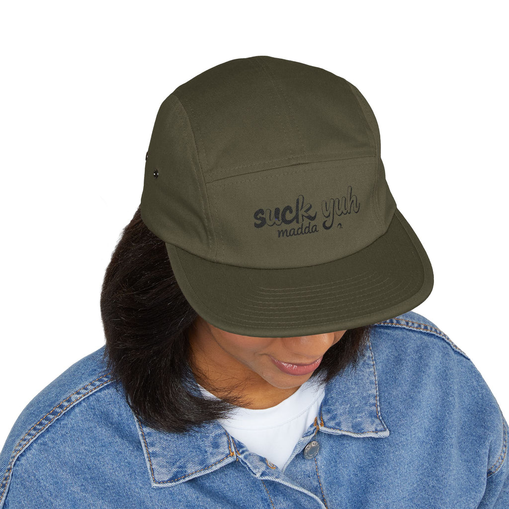 Embroidered 5 Panel Cap - Suck Yuh Mada Disrespectful Term Design