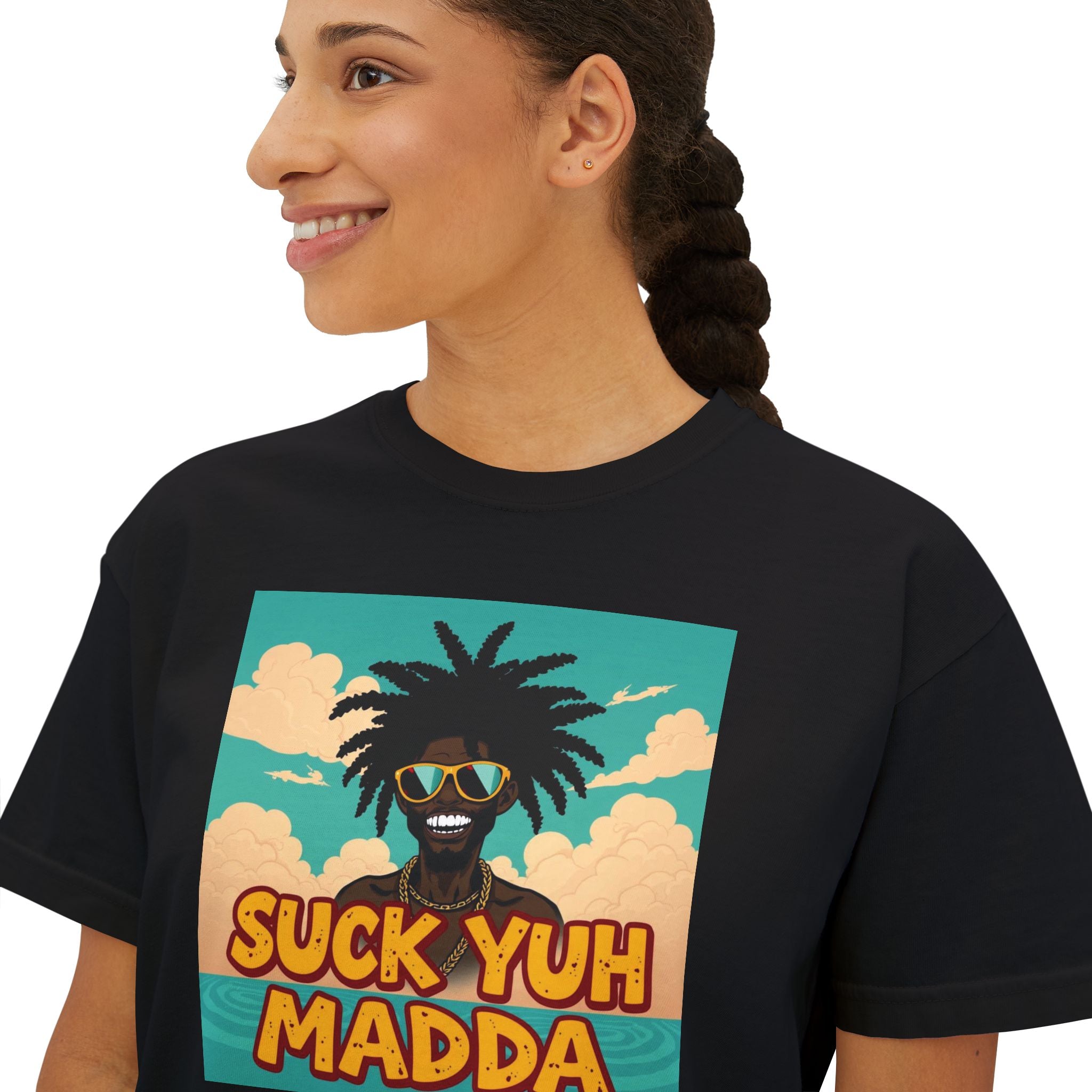 Boxy Tee - Jamaican SUCK YUH MADDA Design