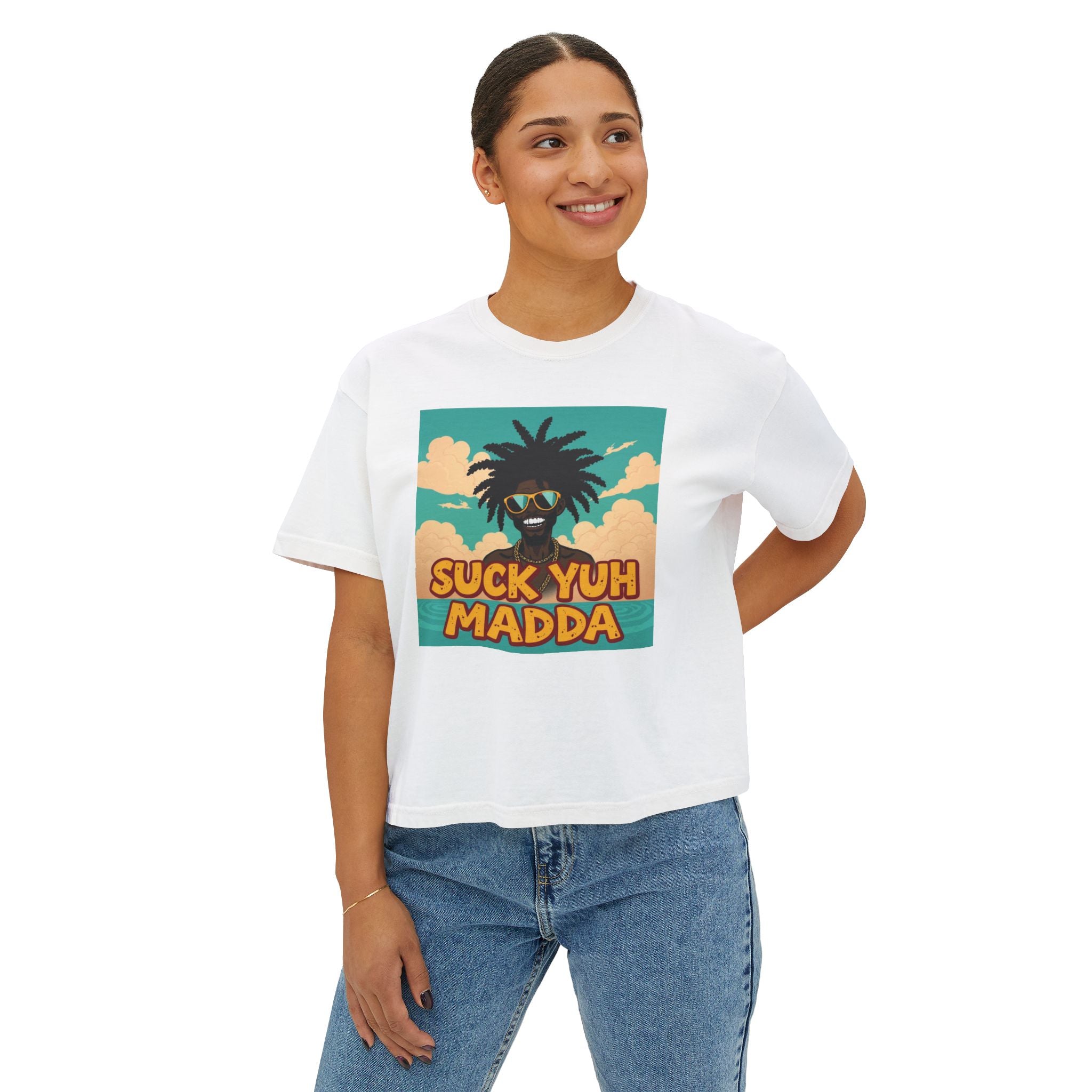 Boxy Tee - Jamaican SUCK YUH MADDA Design