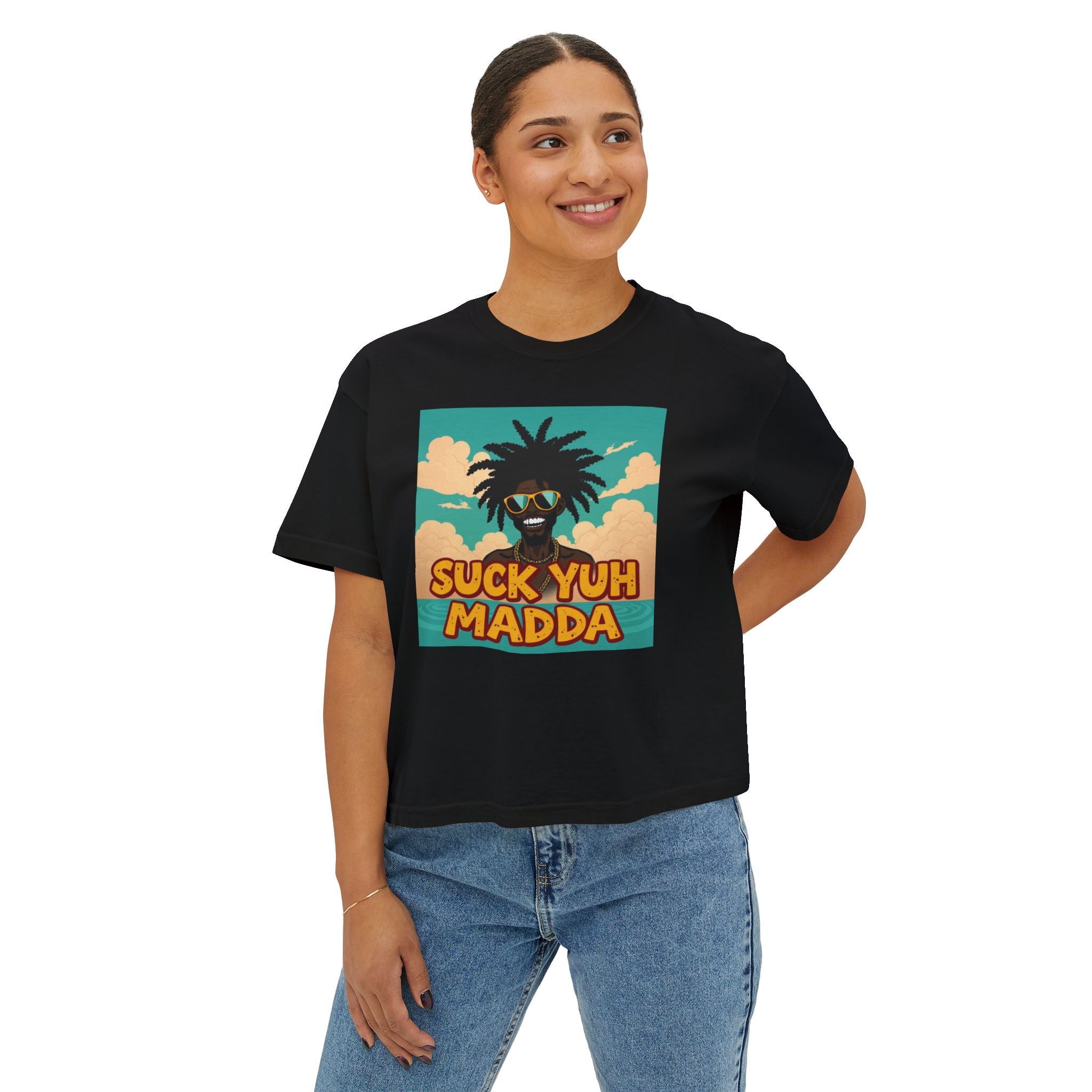 Boxy Tee - Jamaican SUCK YUH MADDA Design