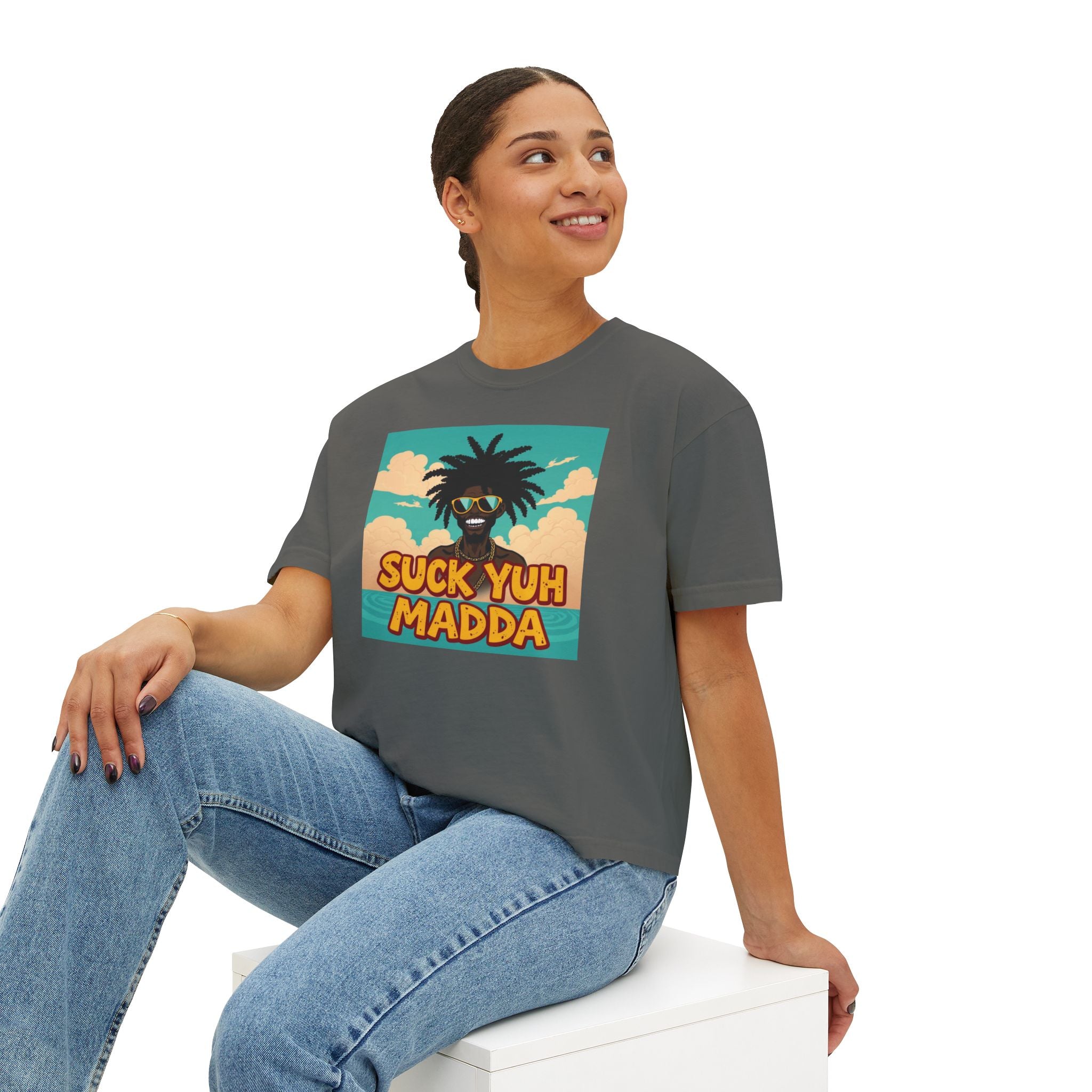 Boxy Tee - Jamaican SUCK YUH MADDA Design