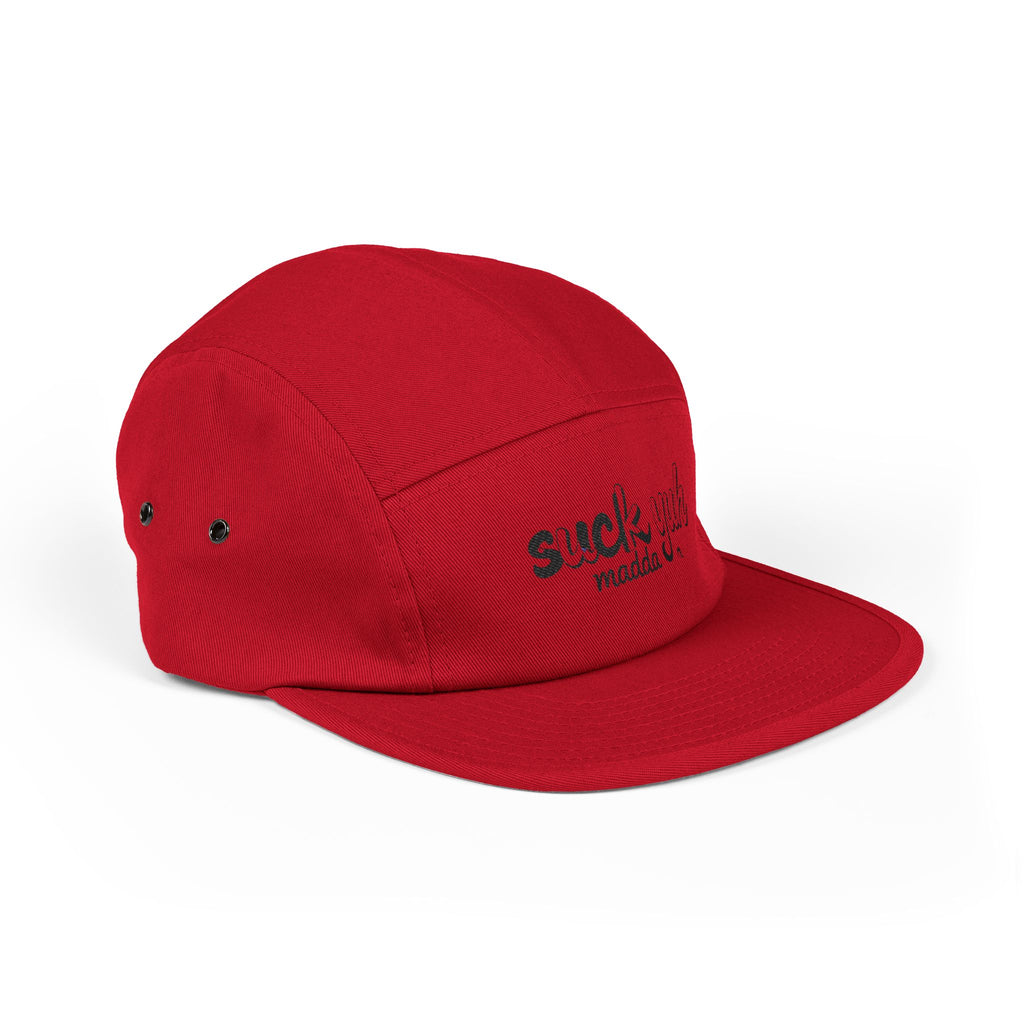 Embroidered 5 Panel Cap - Suck Yuh Mada Disrespectful Term Design