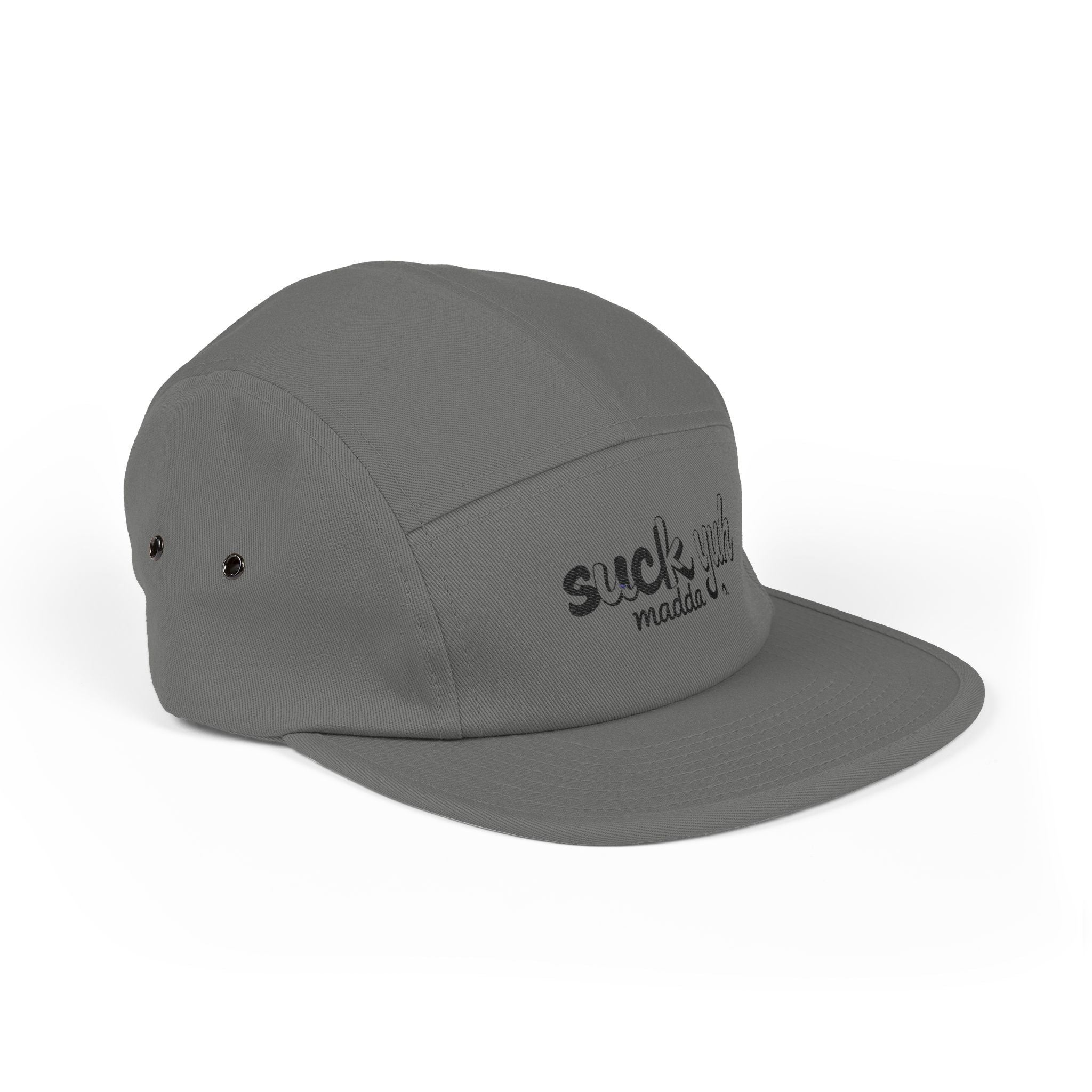 Embroidered 5 Panel Cap - Suck Yuh Mada Disrespectful Term Design