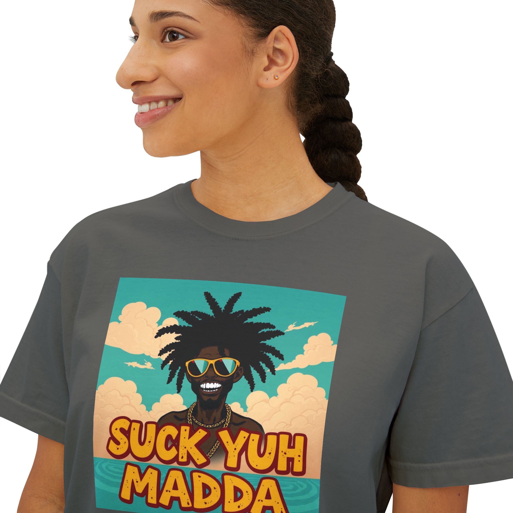 Boxy Tee - Jamaican SUCK YUH MADDA Design